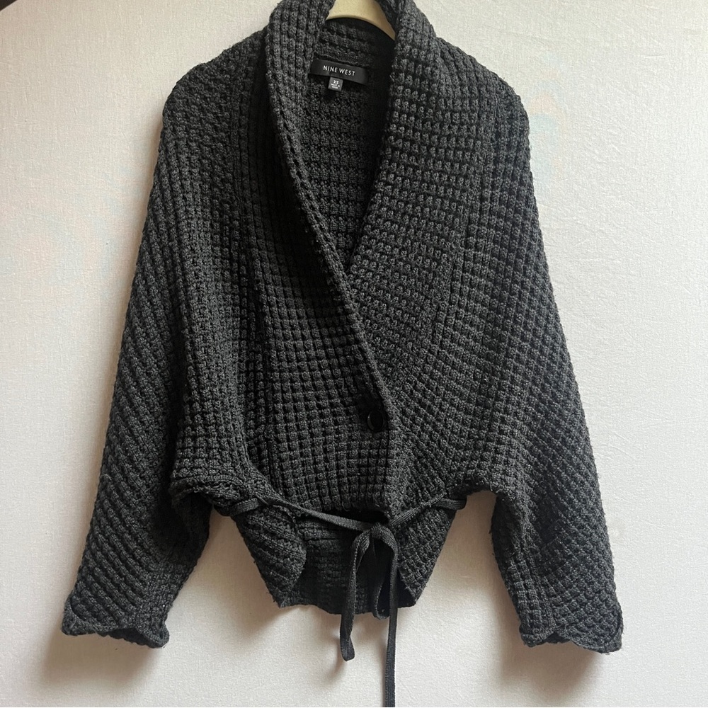 Nine West Wool Blend Dolman Knit Sweater Cardigan Sz XS